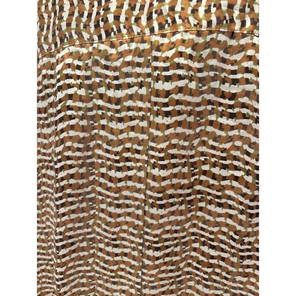 Jones New York Collection Woman 24W Brown & White Print Button-Down Blouse With - Picture 4 of 10